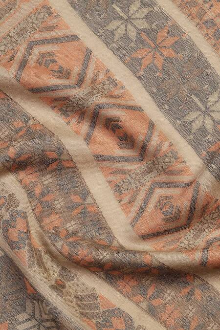 Buy Shingora Beige Jay Metallic Geometric Woven Muffler Online at Aza Fashions Buy_Shingora_Beige Jay Metallic Geometric Woven Muffler _Online_at_Aza_Fashions