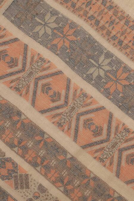 Shop Shingora Beige Jay Metallic Geometric Woven Muffler Online at Aza Fashions Shop_Shingora_Beige Jay Metallic Geometric Woven Muffler _Online_at_Aza_Fashions