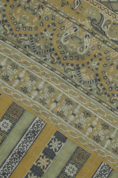 Shop_Shingora_Green Faizal Mughal Woven Muffler_Online_at_Aza_Fashions