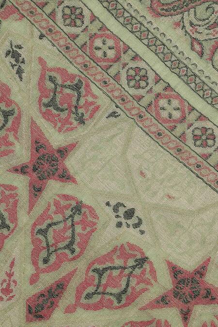 Shop Shingora Green Haider Metallic Floral Woven Muffler Online at Aza Fashions Shop_Shingora_Green Haider Metallic Floral Woven Muffler _Online_at_Aza_Fashions