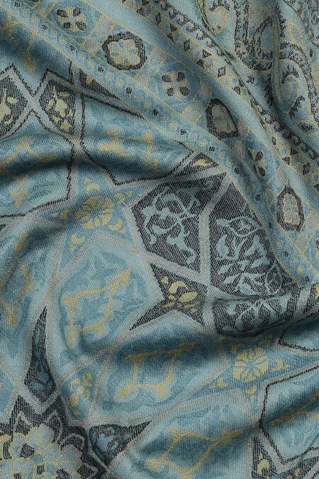 Buy Shingora Blue Haider Metallic Mughal Woven Muffler Online at Aza Fashions Buy_Shingora_Blue Haider Metallic Mughal Woven Muffler _Online_at_Aza_Fashions