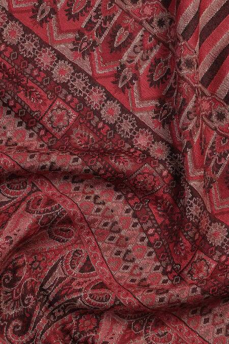 Buy_Shingora_Maroon Hussain Metallic Floral Woven Muffler _Online_at_Aza_Fashions