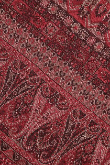 Shop_Shingora_Maroon Hussain Metallic Floral Woven Muffler _Online_at_Aza_Fashions