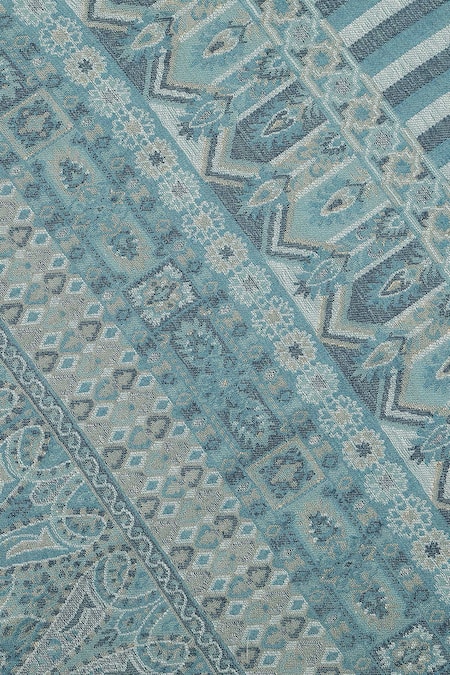 Shop Shingora Blue Designer Woven Muffler With Tassel Border Online at Aza Fashions Shop_Shingora_Blue Designer Woven Muffler With Tassel Border _Online_at_Aza_Fashions