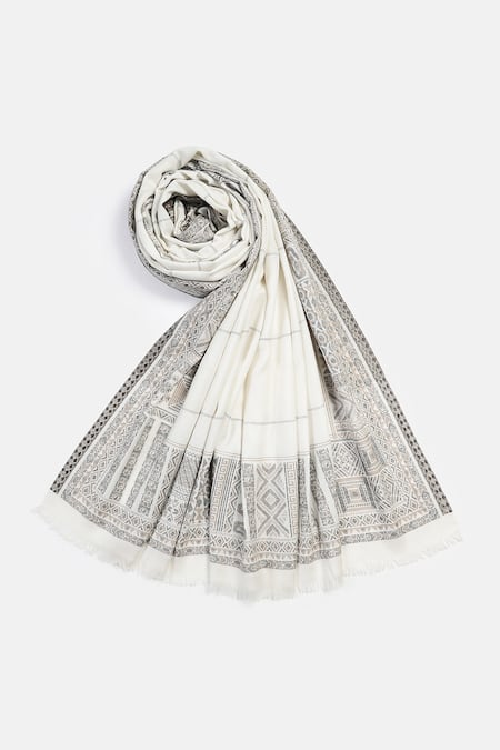 Shingora Veer Geometric Border Woven Lohi Shawl 