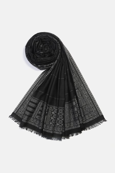 Shingora Veer Abstract Border Woven Lohi Shawl 