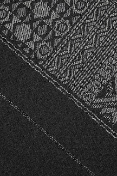 Shop_Shingora_Black Veer Abstract Border Woven Lohi Shawl _Online_at_Aza_Fashions