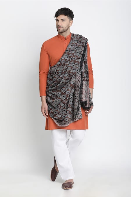 SHINGORA Daksh Square Jacquard Woven Lohi Shawl 