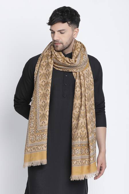 Shingora Yellow Embroidery Ahmed Floral Woven Lohi Shawl Online at Aza Fashions Shingora_Yellow Embroidery Ahmed Floral Woven Lohi Shawl _Online_at_Aza_Fashions