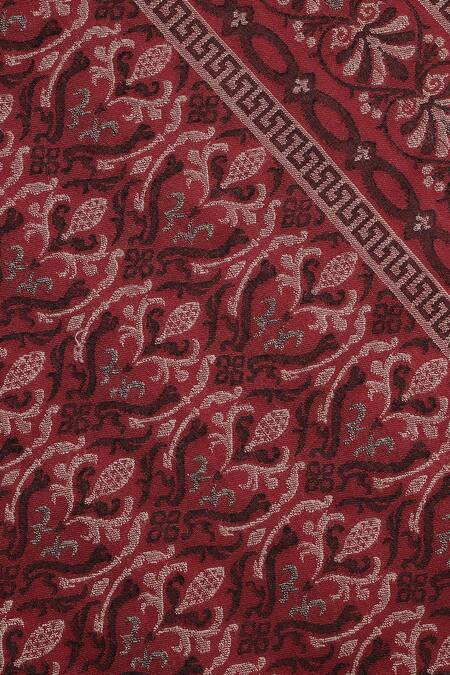 Shop_Shingora_Maroon Damask Ahmed Pattern Wool Jacquard Lohi Shawl _Online_at_Aza_Fashions