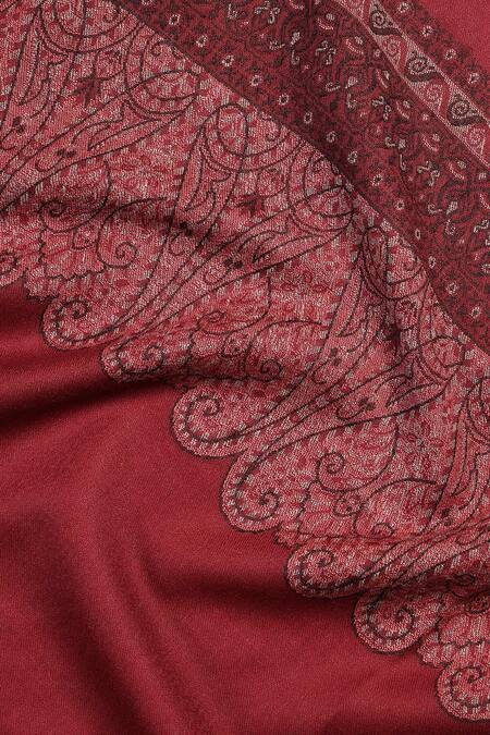 Buy Shingora Maroon Paisley Amir Border Wool Jacquard Lohi Shawl Online at Aza Fashions Buy_Shingora_Maroon Paisley Amir Border Wool Jacquard Lohi Shawl _Online_at_Aza_Fashions