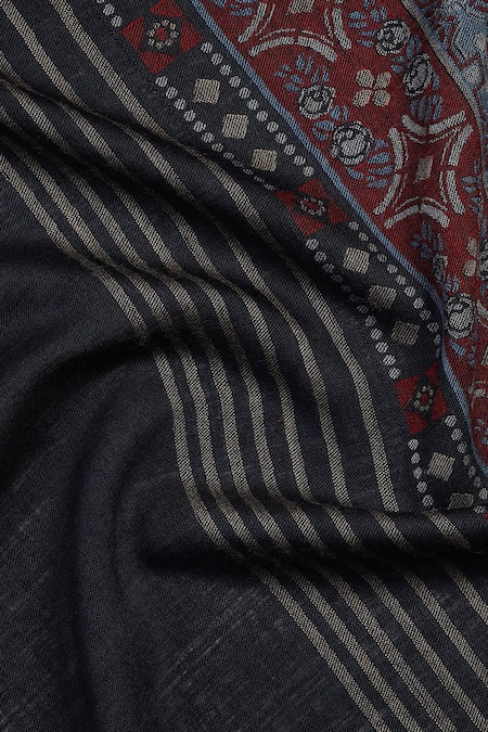 Buy Shingora Blue Flora Swerve Ares Wool Jacquard Lohi Shawl Buy_Shingora_Blue Flora Swerve Ares Wool Jacquard Lohi Shawl