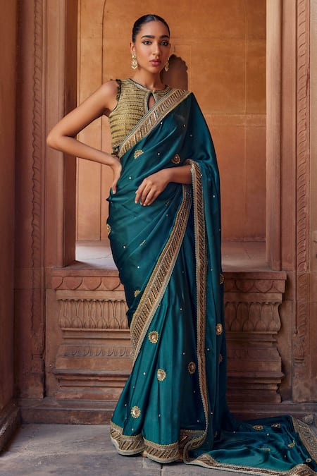 Buy Sea Green Georgette Dori Work Saree Online - SREV3510 | Appelle Fashion