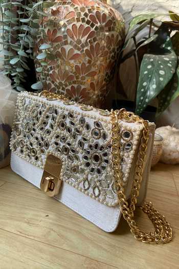 Priti Sahni_Ivory Embroidery Starry Night Sling Hand Bag _Online_at_Aza_Fashions