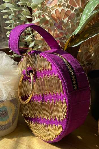 Priti Sahni_Purple Embroidery Eye Candy Wrist Bag _Online_at_Aza_Fashions