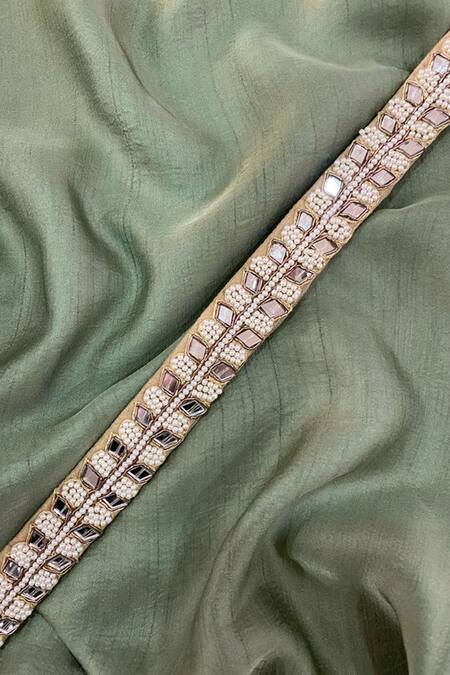 Priti Sahni Gold Embroidery, Pearls, Mirrors And Belt Online at Aza Fashions Priti Sahni_Gold Embroidery, Pearls, Mirrors And Belt _Online_at_Aza_Fashions