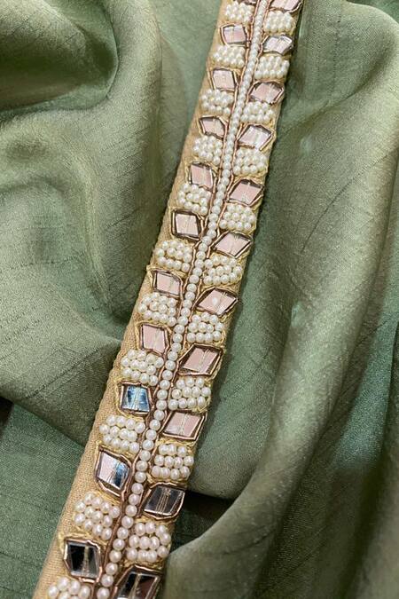 Buy Priti Sahni Gold Embroidery, Pearls, Mirrors And Belt Online at Aza Fashions Buy_Priti Sahni_Gold Embroidery, Pearls, Mirrors And Belt _Online_at_Aza_Fashions