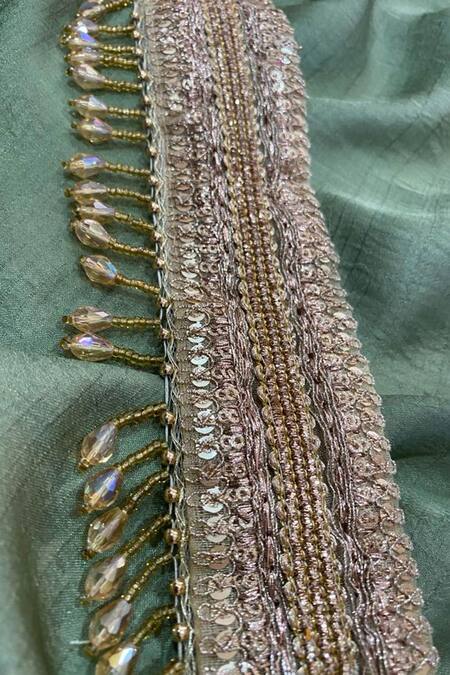 Priti Sahni_Gold Embroidery, Tassels Embellished Belt _Online_at_Aza_Fashions