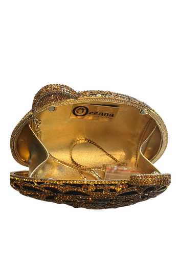 Oceana Clutches_Orange Crystals, Rhinestones Tiger Swarovski Embellished Clutch_Online_at_Aza_Fashions