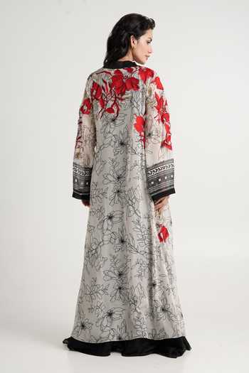 Madder Much Basil Floral Embroidered Longline Jacket Pant Set 