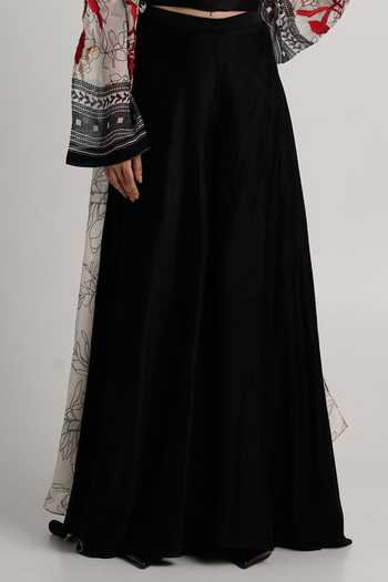 Shop_Madder Much_Black , Silk, Handloom Basil Floral Longline Jacket Pant Set _Online_at_Aza_Fashions