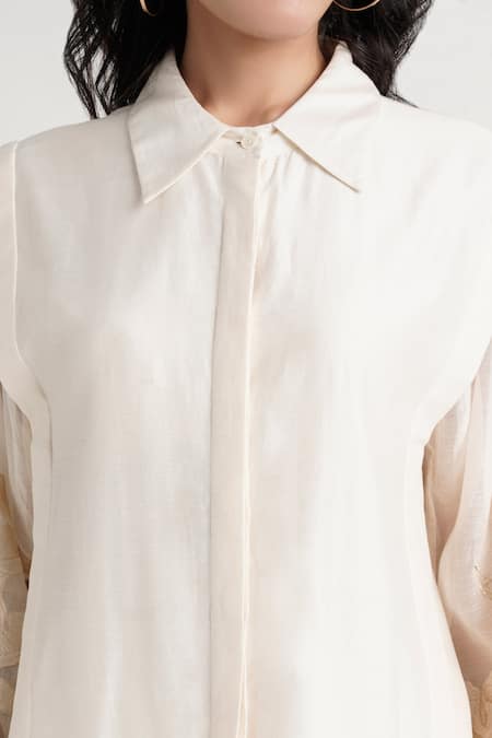 Madder Much White , Cotton, Silk Embroidery Buckler Tunic And Pant Set Online at Aza Fashions Madder Much_White , Cotton, Silk Embroidery Buckler Tunic And Pant Set _Online_at_Aza_Fashions