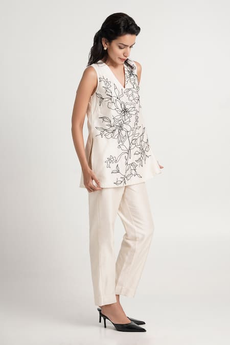 Madder Much Irwin Floral Embroidered Sleeveless Top & Pant Set 