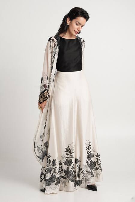 Buy_Madder Much_White Cotton, Silk Embroidery Open Neck Lucy Floral Pattern Jacket _Online_at_Aza_Fashions