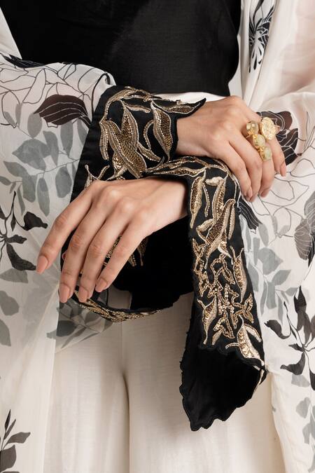 Madder Much White Handloom Cotton, Silk, Cotton, Lucy Floral Pattern Jacket Pant Set Online at Aza Fashions Madder Much_White Handloom Cotton, Silk, Cotton, Lucy Floral Pattern Jacket Pant Set _Online_at_Aza_Fashions