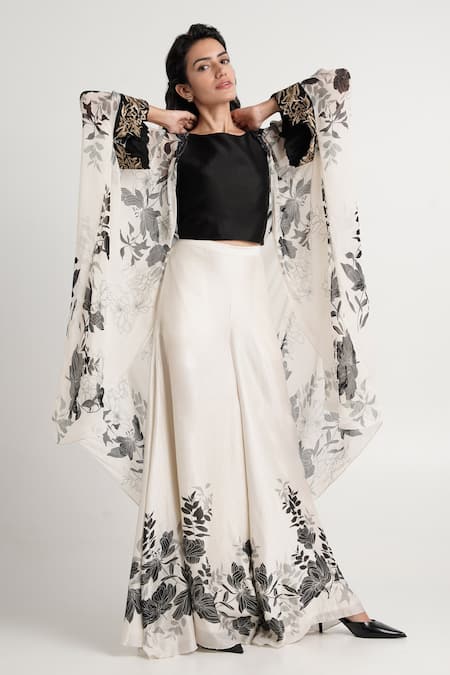 Buy Madder Much White Handloom Cotton, Silk, Cotton, Lucy Floral Pattern Jacket Pant Set Online at Aza Fashions Buy_Madder Much_White Handloom Cotton, Silk, Cotton, Lucy Floral Pattern Jacket Pant Set _Online_at_Aza_Fashions