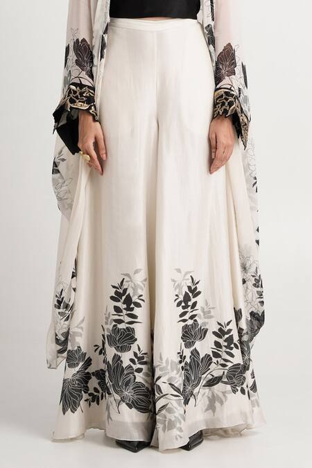 Madder Much White Handloom Cotton, Silk, Cotton, Lucy Floral Pattern Jacket Pant Set at Aza Fashions Madder Much_White Handloom Cotton, Silk, Cotton, Lucy Floral Pattern Jacket Pant Set _at_Aza_Fashions