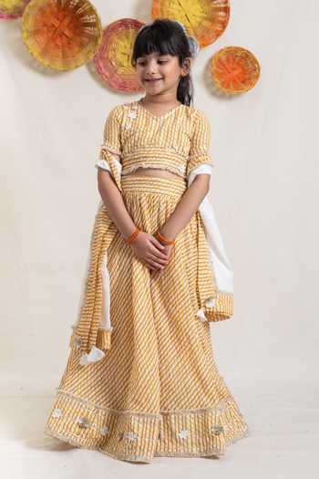 Buy Plumcheeks Orange Cotton Embroidery, Tassels Utsav Checkered Block Print Lehenga Set Online at Aza Fashions Buy_Plumcheeks_Orange Cotton Embroidery, Tassels Utsav Checkered Block Print Lehenga Set_Online_at_Aza_Fashions