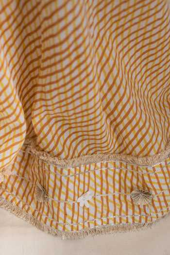 Plumcheeks Orange Cotton Embroidery, Tassels Utsav Checkered Block Print Lehenga Set at Aza Fashions Plumcheeks_Orange Cotton Embroidery, Tassels Utsav Checkered Block Print Lehenga Set_at_Aza_Fashions