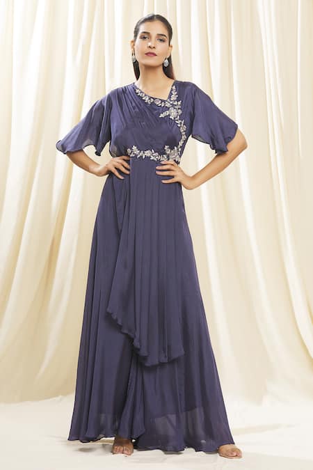 Samyukta Singhania Embroidered Draped Kurta & Palazzo Set 