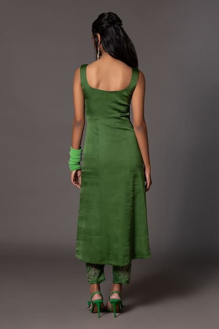 A Humming Way Jaipur Bagh Metallic Embroidered Long Dress With Trouser 