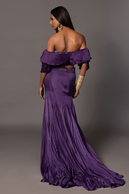 A Humming Way Roma Thread Embroidered Mermaid Lehenga With Ruffle Top 