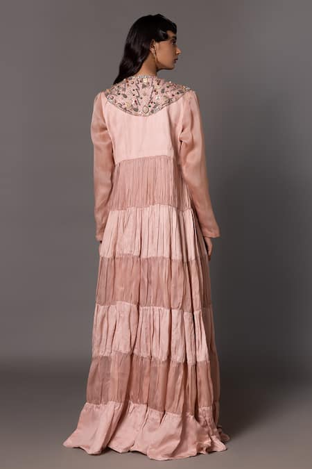 A Humming Way Metallic Stone Threadwork Cape With Dress 