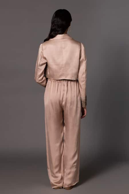 A Humming Way Ombre Bead Embellished Tuxedo Jacket Trouser Set 