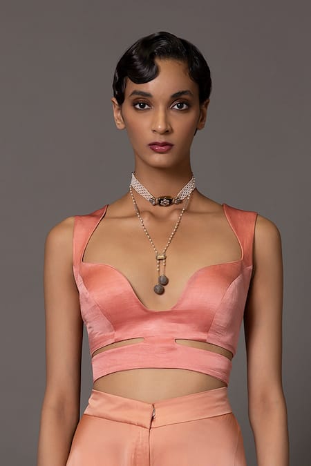 A Humming Way Minakari Cut-Out Blouse With Pant 