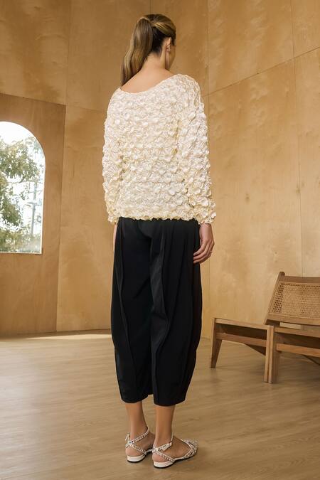 Shop_Pleats By Aruni_Black Chanderi Plain Harem Pant _at_Aza_Fashions