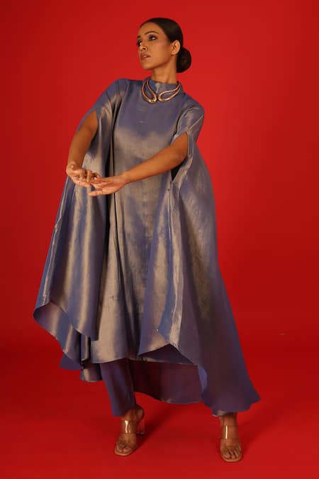 SAKSHAM & NEHARICKA Periwinkle Solid Kurta & Palazzo Set 