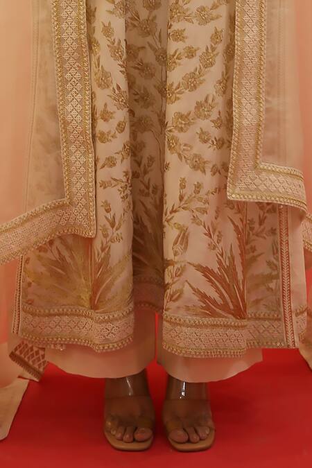 Shop Saksham & Neharicka Ivory Chanderi Embroidery, Zari Round Neck Behnaaz Hand Kurta Set Online at Aza Fashions Shop_Saksham & Neharicka_Ivory Chanderi Embroidery, Zari Round Neck Behnaaz Hand Kurta Set _Online_at_Aza_Fashions