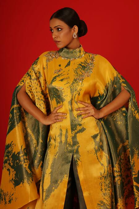 Saksham & Neharicka Yellow Tissue Embroidery Bandeau Neck Falak Hand Kurta And Palazzo Set Online at Aza Fashions Saksham & Neharicka_Yellow Tissue Embroidery Bandeau Neck Falak Hand Kurta And Palazzo Set _Online_at_Aza_Fashions