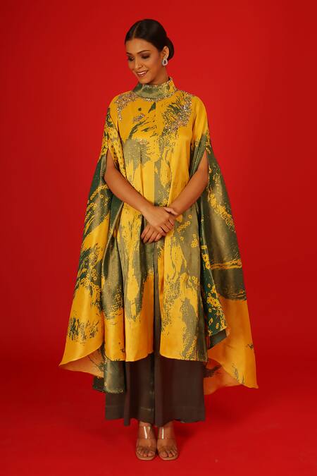 Buy Saksham & Neharicka Yellow Tissue Embroidery Bandeau Neck Falak Hand Kurta And Palazzo Set Online at Aza Fashions Buy_Saksham & Neharicka_Yellow Tissue Embroidery Bandeau Neck Falak Hand Kurta And Palazzo Set _Online_at_Aza_Fashions