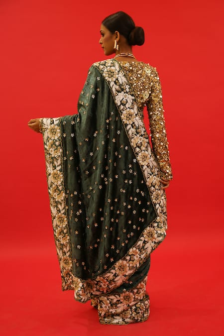 Saksham & Neharicka Qayanaat Hand Embroidered Saree With Blouse 