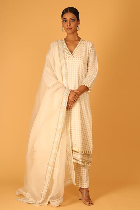 SAKSHAM & NEHARICKA Ghazal Chanderi Brocade Kurta Pant Set 