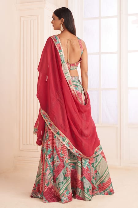 Affroz Abstract Patch Print Lehenga Set 