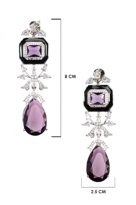 Nayaab By Sonia Silver Plated Stones Amethyst Cascade Dangler Earrings Online at Aza Fashions Nayaab By Sonia_Silver Plated Stones Amethyst Cascade Dangler Earrings _Online_at_Aza_Fashions