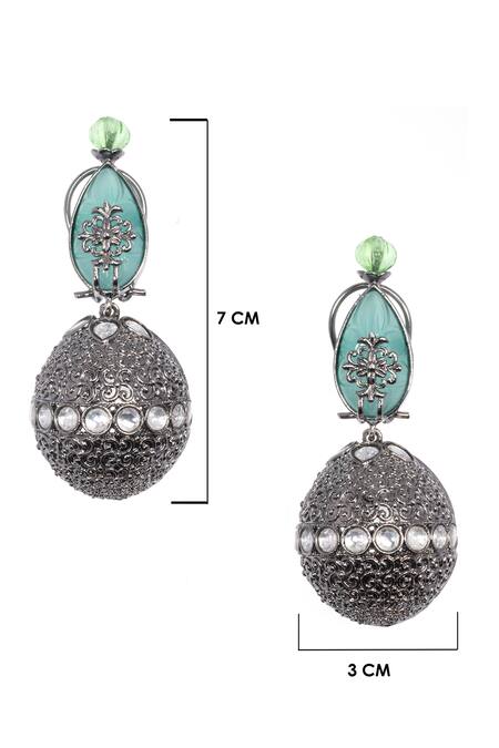 Nayaab By Sonia Silver Plated Stones Aqua Noir Elegance Drop Earrings Online at Aza Fashions Nayaab By Sonia_Silver Plated Stones Aqua Noir Elegance Drop Earrings _Online_at_Aza_Fashions