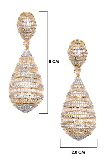 Buy_Nayaab By Sonia_Gold Plated Crystals Luxe Cascade Cz Diamond Encrusted Earrings_Online_at_Aza_Fashions
